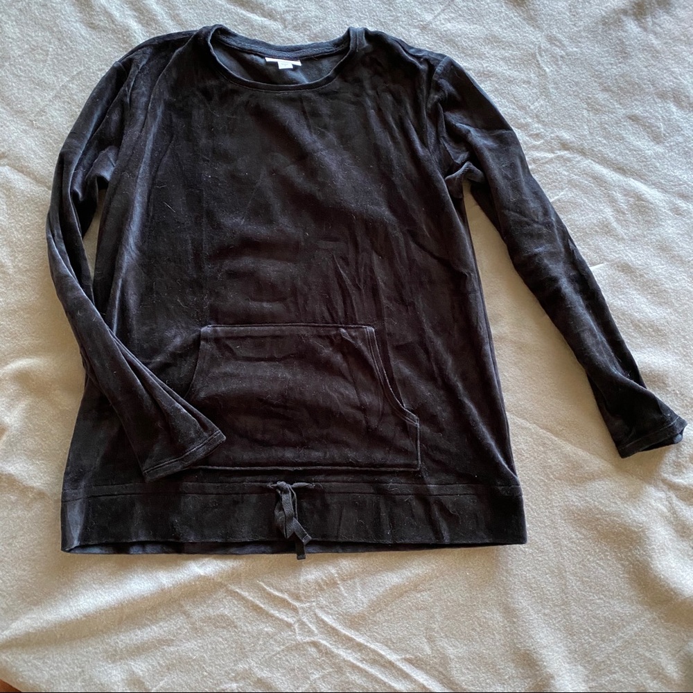 Velour pullover with kangaroo pocket